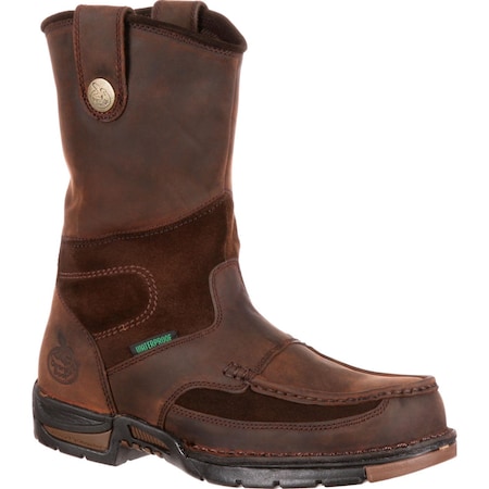 Georgia Boot Athens, Men's Waterproof Wellington Work Boot, 12 W, Leather/Suede, 10 in Height, Brown G4403